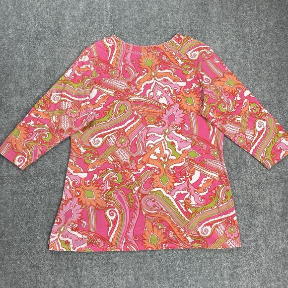 Soft Surroundings Top Womens Size XL Pink Paisley Beaded 3/4 Sleeve Tunic - Picture 2 of 10